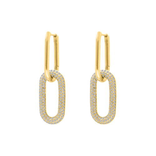 Dubbele oorringen met steentjes goudkleurig