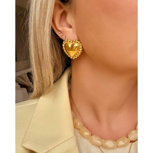 Statement stud oorbellen hartje goudkleurig