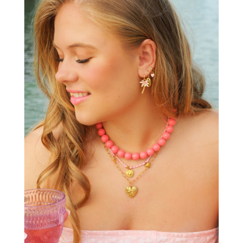 Ketting candy kralen roze goudkleurig