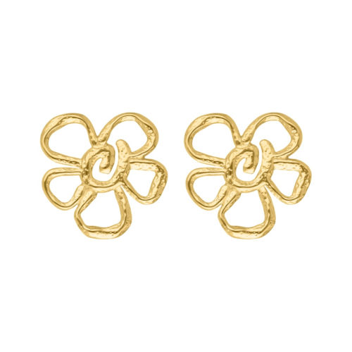 Organic flower oorbellen goudkleurig