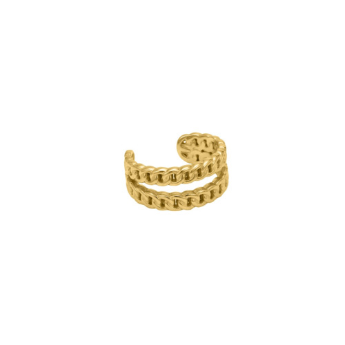 Ear cuff dubbele chain goudkleurig