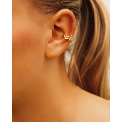 Bloemen ear cuff goudkleurig