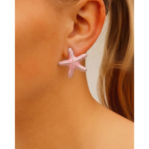 Stud oorbellen roze zeester