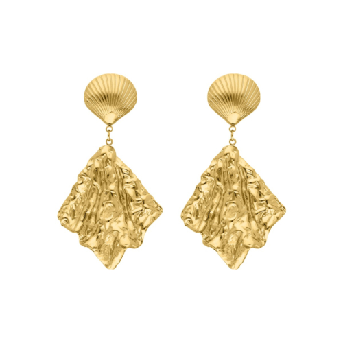 Statement oorbellen schelp goudkleurig