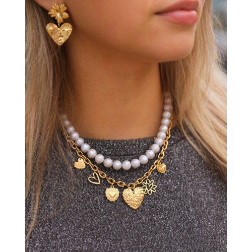 Parelketting lichtgrijs kleur goud