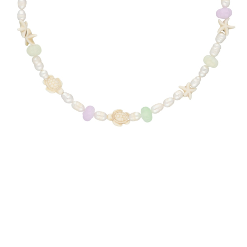 Pastel parelketting beach goudkleurig 