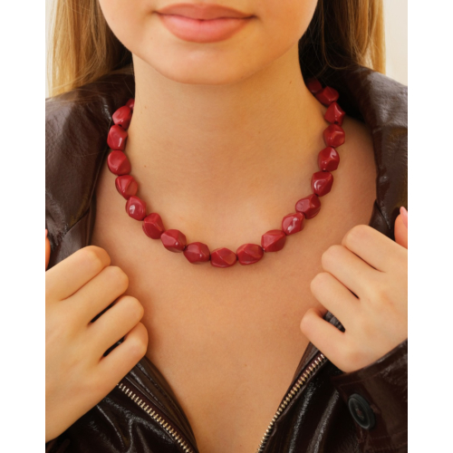 Vintage kralen ketting rood