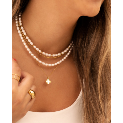 Parel ketting bolletjes goudkleurig