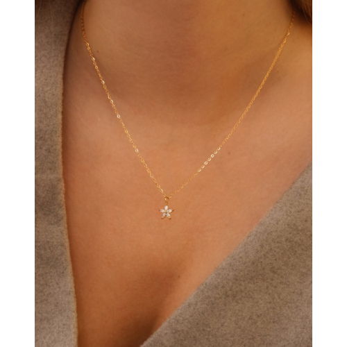 Sparkle flower ketting gold plated