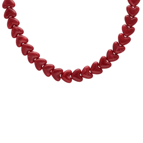 Kralenketting hartjes rood