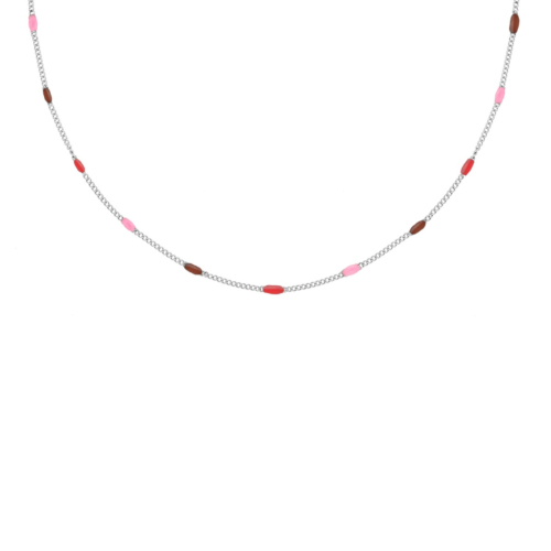 Ketting met bolletjes pink color mix