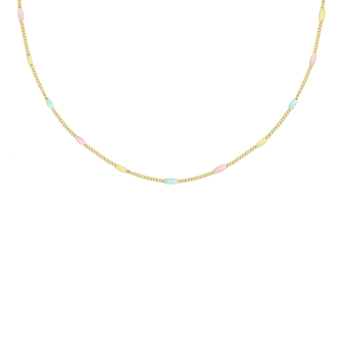 Flower necklace fall goudkleurig