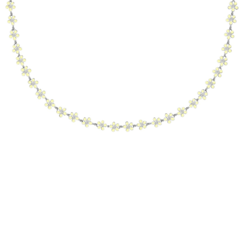 zilveren bloemetjes ketting met gele details