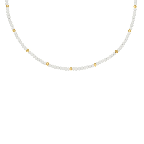 Witte kralen ketting goudkleurig