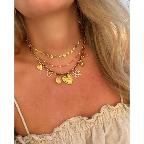 Ketting met hartjes bedels goudkleurig