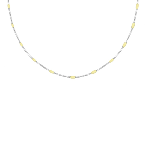 zilveren ketting met gele bolletjes
