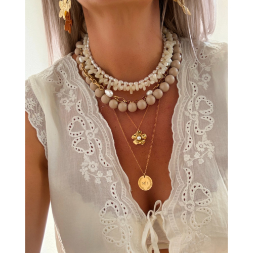Kralenketting steentjes mix butter yellow