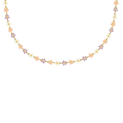 Flower necklace multicolor goldplated