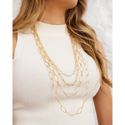 Lange ketting ovale chains goudkleurig