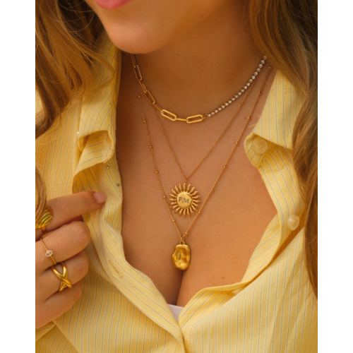 Zon ketting initials goudkleurig