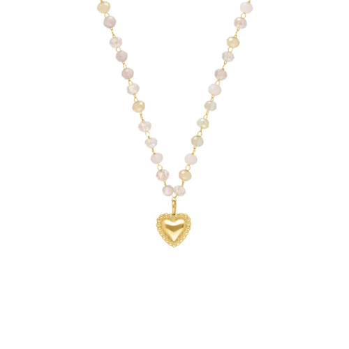 Kralen ketting vintage hartje goudkleurig