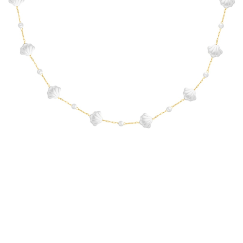 Schelpen ketting met parels goudkleurig