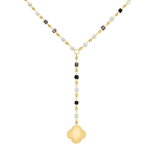Kralenketting met bloem bedeltje goudkleurig