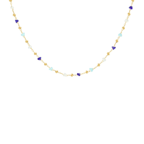 Bolletjes ketting met steentjes goudkleurig