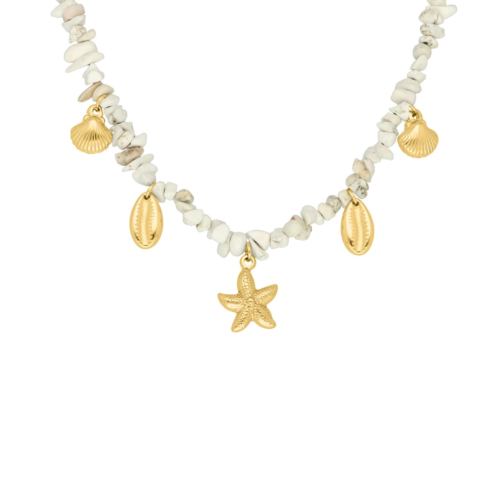 Flower necklace fall goudkleurig