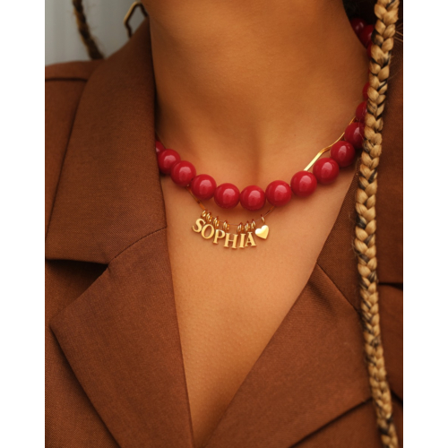 Ketting candy kralen rood goudkleurig