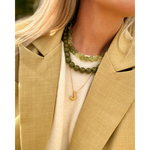 Initial bubbel ketting goudkleurig