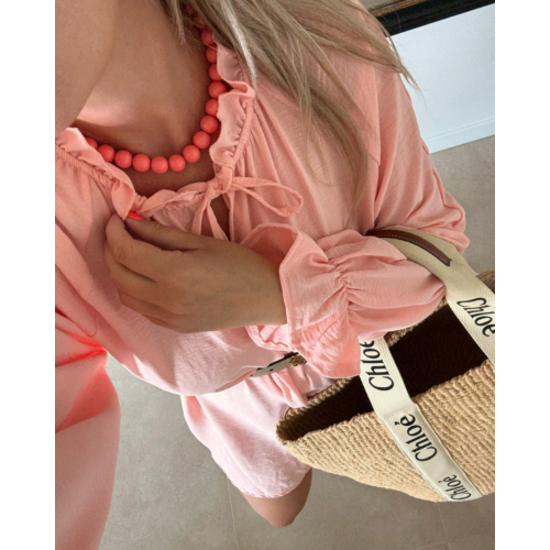 Ketting candy kralen roze goudkleurig