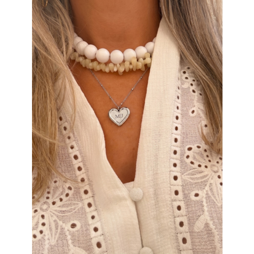 Graveerbare hartjes ketting met bolletjes