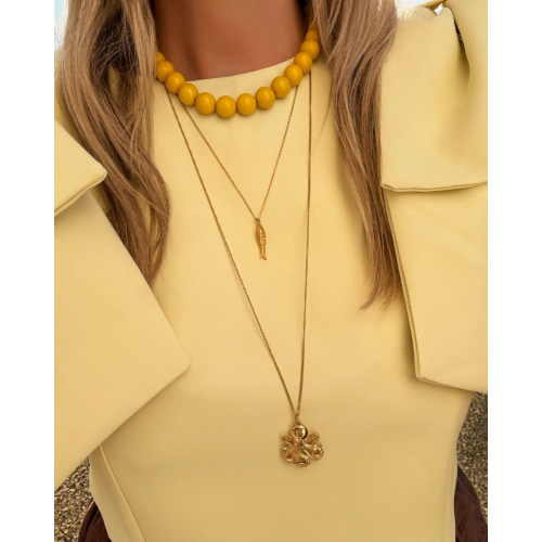 Ketting candy kralen geel goudkleurig 