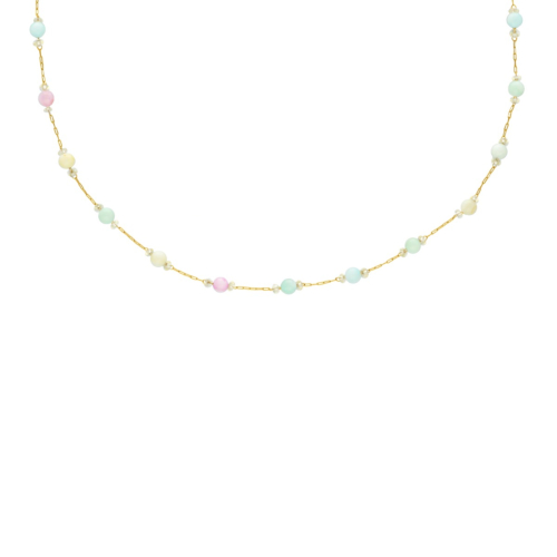 Ketting pastel kraaltjes goudjkleurig