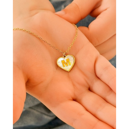 Initial ketting goud met parelmoer