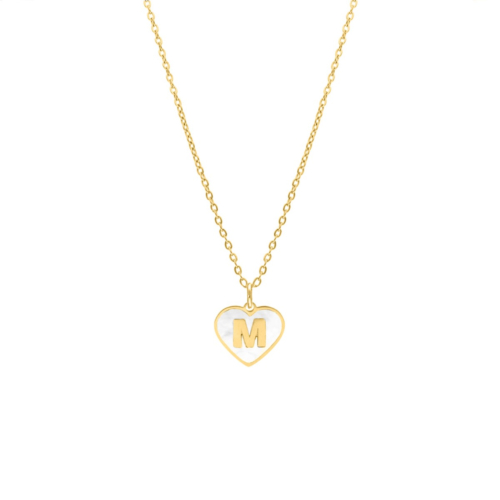 Initial ketting goud met parelmoer