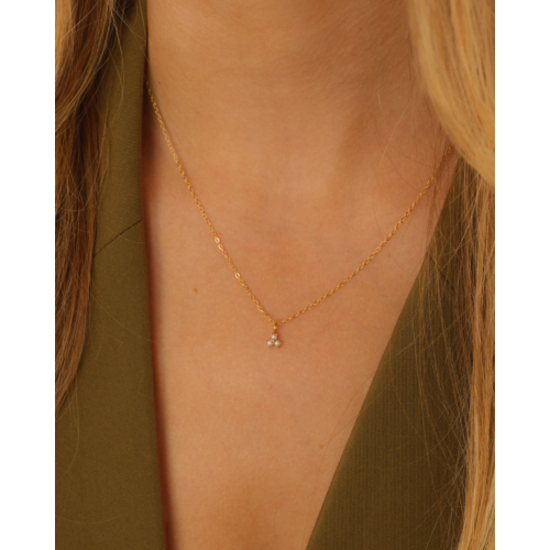 Ketting triple pearl goudkleurig