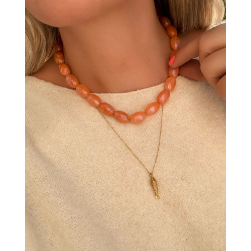 Ovale kralen ketting oranje