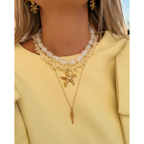 Ovale kralen ketting wit