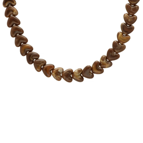 Kralenketting hartjes bruin