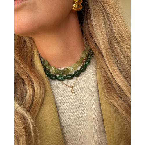 Kralenketting hartjes groen