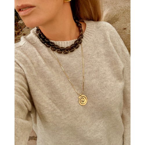 Ovale kralen ketting bruin