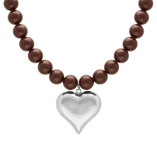Bruine kralen ketting met hart
