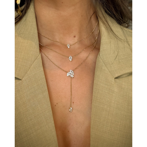 Driedubbele ketting met steentjes