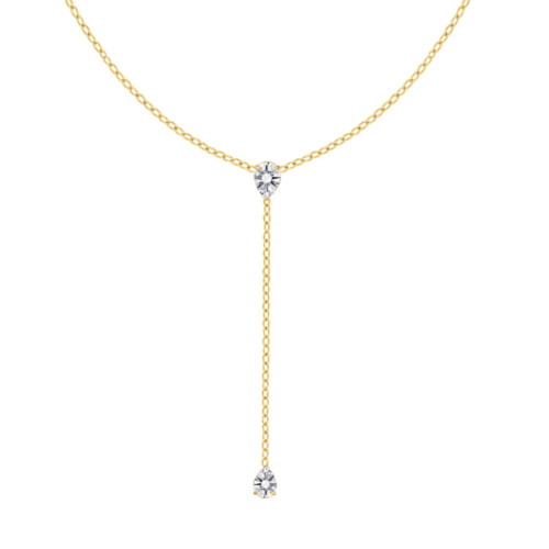 Lange ketting met druppel steentjes goudkleurig