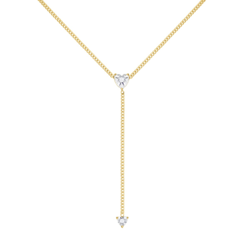 Lange ketting met hartjes steentjes goudkleurig