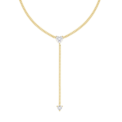 Lange ketting met hartjes steentjes goudkleurig