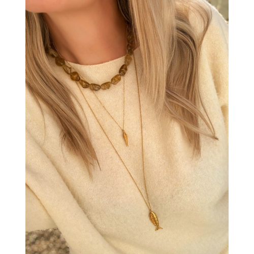 Kralenketting organic beige