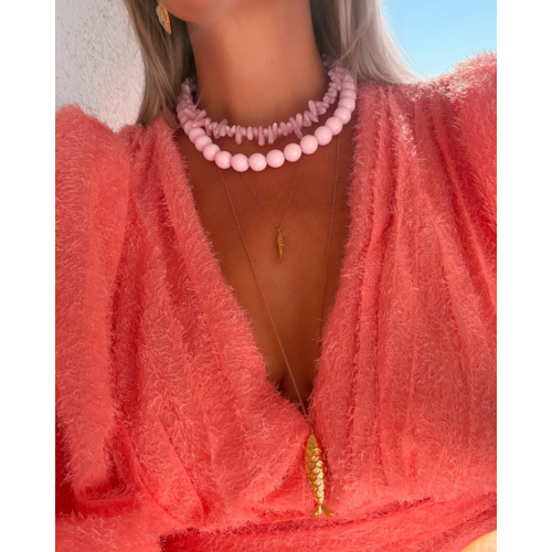 Kralenketting steentjes mix roze